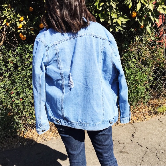 SALE - ASOS Distressed oversized denim jacket - Picture 3 of 8